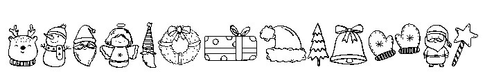 Christmas Doodle Set Font UPPERCASE