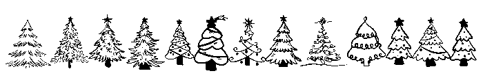 Christmas Doodle Tree Font UPPERCASE