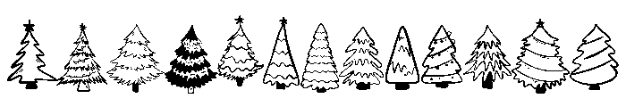 Christmas Doodle Tree Font UPPERCASE