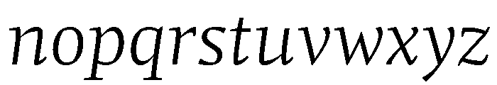 Comma Serif Light Italic Font LOWERCASE