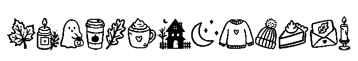 Cozy autumn doodles Font UPPERCASE
