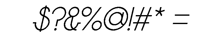 Colorless Standard Oblique Font OTHER CHARS