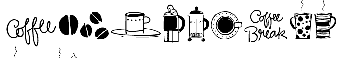 Coffee  Tea Doodles Regular Font UPPERCASE