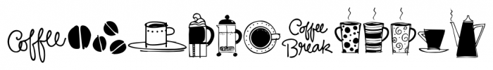 Coffee and Tea Doodles Regular Font UPPERCASE