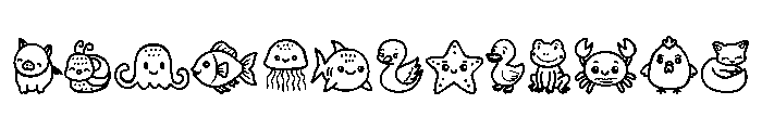 Cute Animal Set Font UPPERCASE
