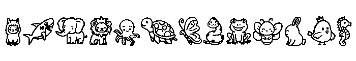 Cute Animal Set Font UPPERCASE