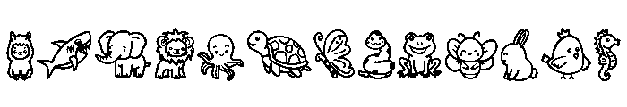 Cute Animal Set Font LOWERCASE