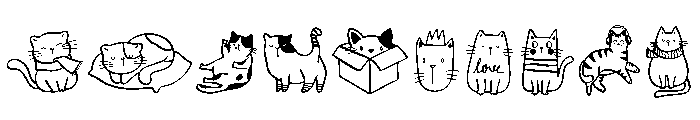 Cute Cat Doodles Set Font OTHER CHARS