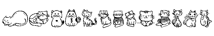 Cute Cat Doodles Set Font UPPERCASE