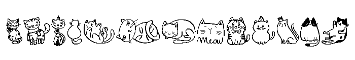Cute Cat Doodles Set FONT