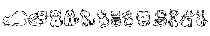 Cute Cat Doodles Set Font LOWERCASE