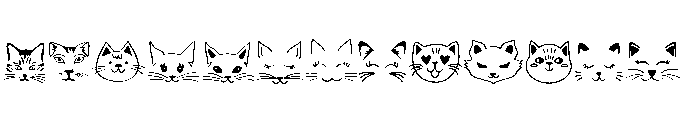Cute Cat Face Set Font UPPERCASE