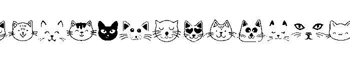 Cute Cat Face Set Font UPPERCASE