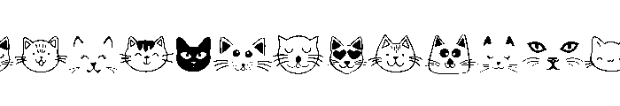 Cute Cat Face Set Font LOWERCASE
