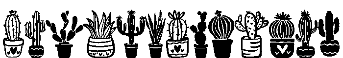 Cute Doodle Cactus Font UPPERCASE