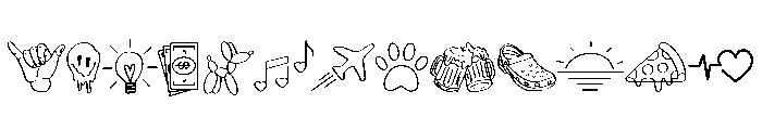 Cute Random Icons Font UPPERCASE