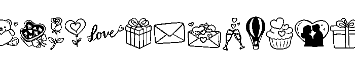 Cute Valentine Clipart Font UPPERCASE