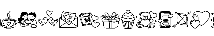 Cute Valentine Clipart Font LOWERCASE