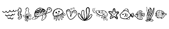 Cute sea doodle Font UPPERCASE