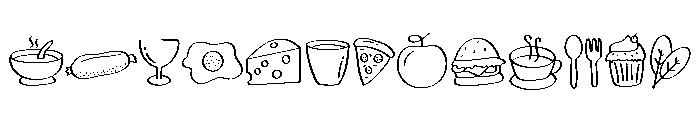 Daily Food Icons Font UPPERCASE