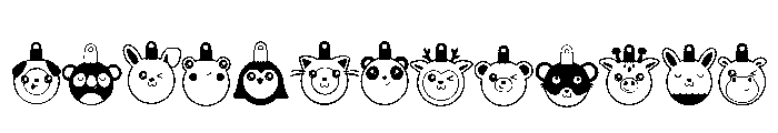 DB Kawaii Christmas Animal Ornaments Font UPPERCASE