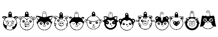 DB Kawaii Christmas Animal Ornaments Font UPPERCASE