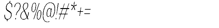 Degora Extra Light Extra Condensed Slant Font OTHER CHARS