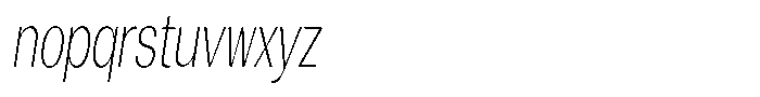 Degora Extra Light Extra Condensed Slant Font LOWERCASE