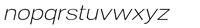 Denova Extra Light Expanded Italic Font LOWERCASE