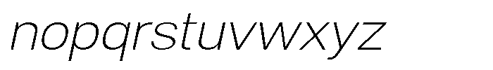 Denova Extra Light Semi Expanded Italic Font LOWERCASE