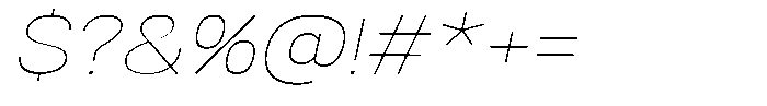 Denova Thin Expanded Italic Font OTHER CHARS