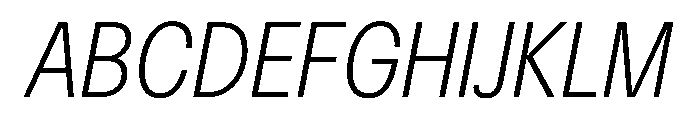 Delphia UltraLightCondItalic Font UPPERCASE