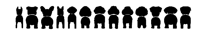 Dog Butt Silhouette Set Font UPPERCASE
