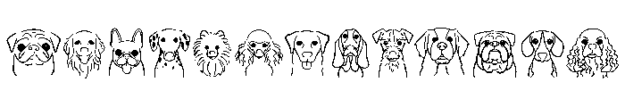 Dog breeds doodle Font UPPERCASE