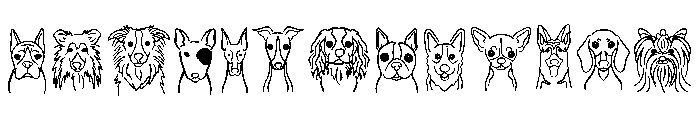 Dog breeds doodle Font LOWERCASE