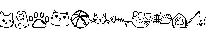 Doodle cat cute Font UPPERCASE