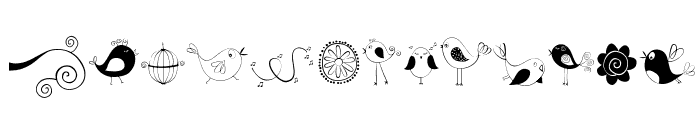 DOODLE DINGS 1 Birds Cages Font LOWERCASE