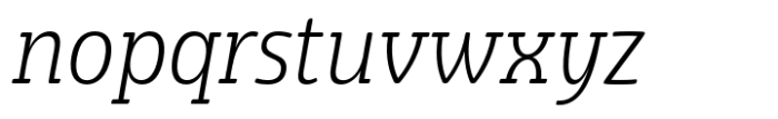 Eigerdals Slab Condensed Light Italic Font LOWERCASE