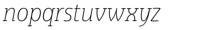 Eigerdals Slab Condensed Thin Italic Font LOWERCASE