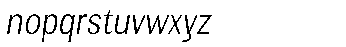 Elvarion Extra Light Condensed Oblique Font LOWERCASE