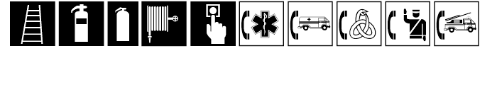 Emergency workplace signs Regular Font OTHER CHARS