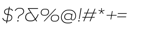Endeavor Thin Extended Oblique Font OTHER CHARS