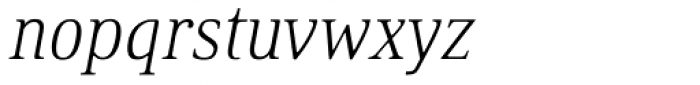 Ethos Condensed Thin Italic Font LOWERCASE