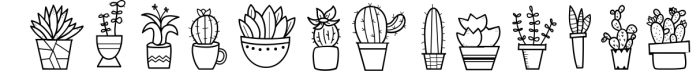 Fancactus - A Cactus & Succulent Doodle Font Font UPPERCASE