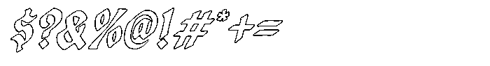 Fargus Outline Slanted Font OTHER CHARS