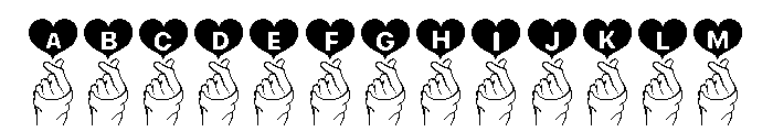 Finger Heart Alphabet Font UPPERCASE