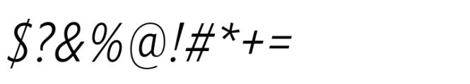 Forley Micro Condensed Light Italic Font OTHER CHARS