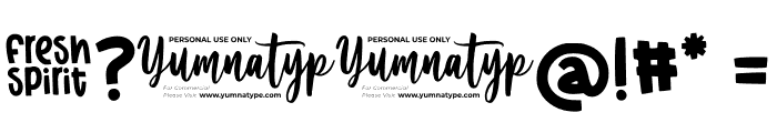 Fresh Spirit Personal Use Font OTHER CHARS