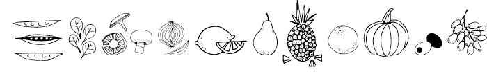 Fruit and Veggie Doodles Regular Font LOWERCASE