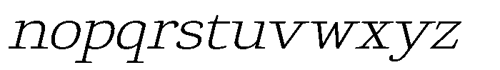 Gadinga Serif ExtraLight SemiExpanded Italic Font LOWERCASE